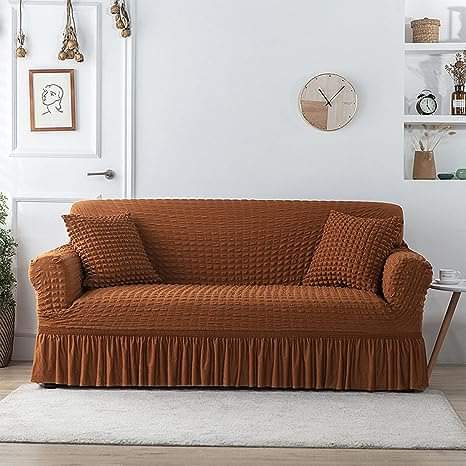 Frill Style Bubble Stuff Sofa Cover (Copper Color)