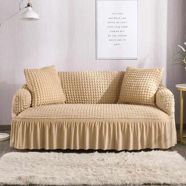 Frill Style Bubble Stuff Sofa Cover (Skin Golden Color)