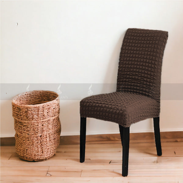 Fitted Style Bubble Stuff Chair Cover (Brown Color)