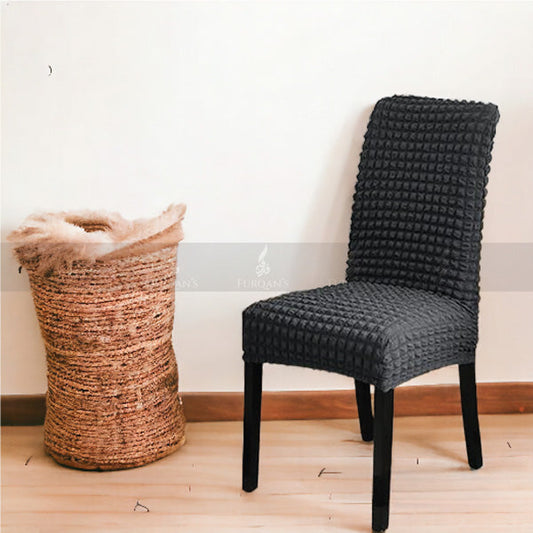 Fitted Style Bubble Stuff Chair Cover (Dark Grey Color)