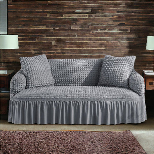 Frill Style Bubble Stuff Sofa Cover (Light Grey Color)