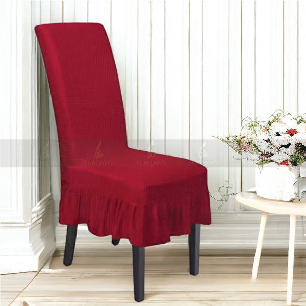 Frill Style Micro Mesh Chair Cover (Maroon Color)