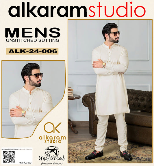 Winter Collection 2024 Al Karam white Wash & Wear Quality 100% Gurranteed Fabric