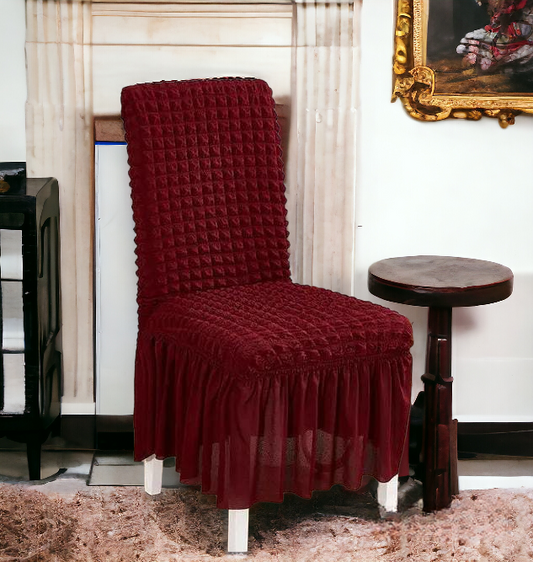 Frill Style Bubble Stuff Chair Cover (Maroon Color)