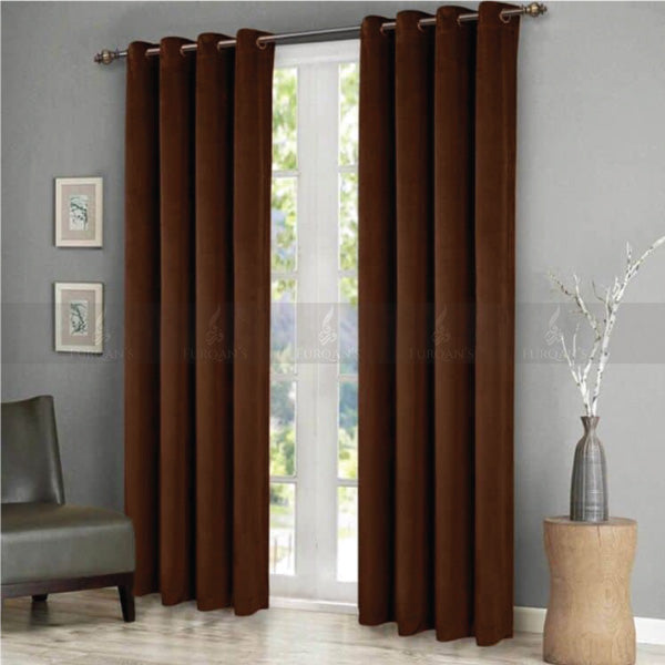 Premium Velvet Curtains (Brown Color)