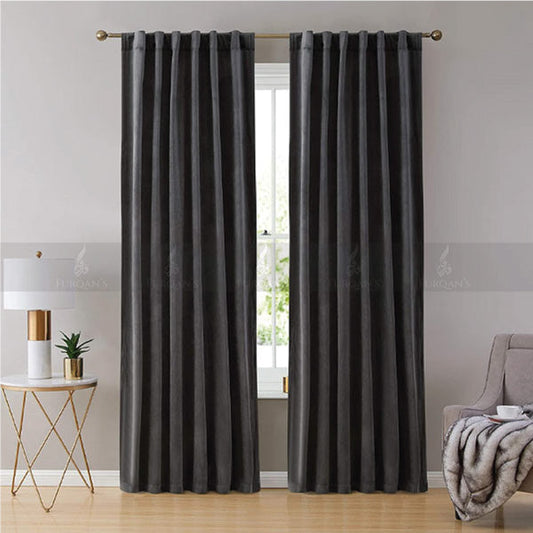 Premium Velvet Curtains (Charcoal Grey Color)