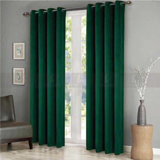 Premium Velvet Curtains (Green Color)