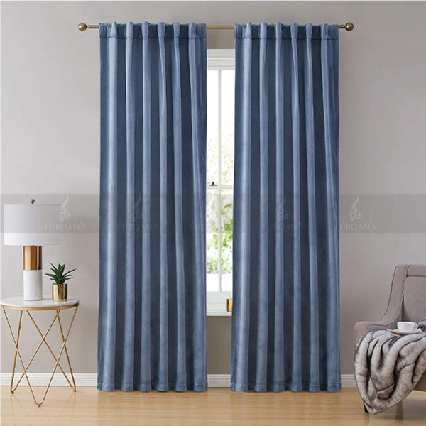 Premium Velvet Curtains (Light Blue Color)