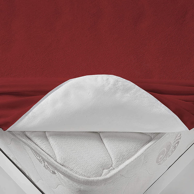 Terry Cotton Waterproof Mattress Cover (Maroon Color)