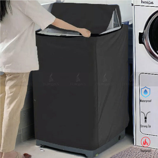 Top Loaded Waterproof Washing Machine Cover (Black Color)