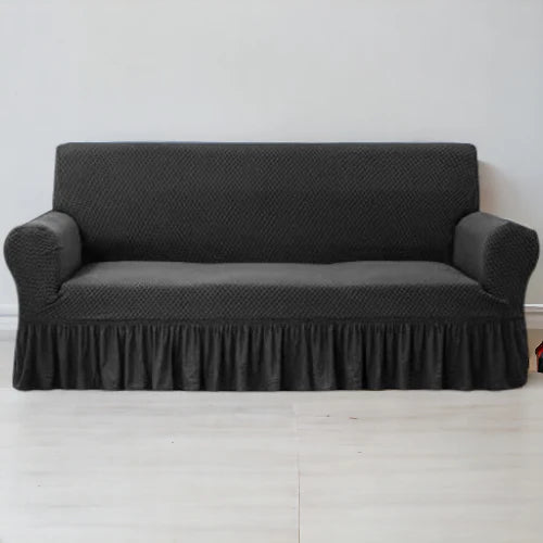 Frill Style Micro Mesh Sofa Cover (Black Color)