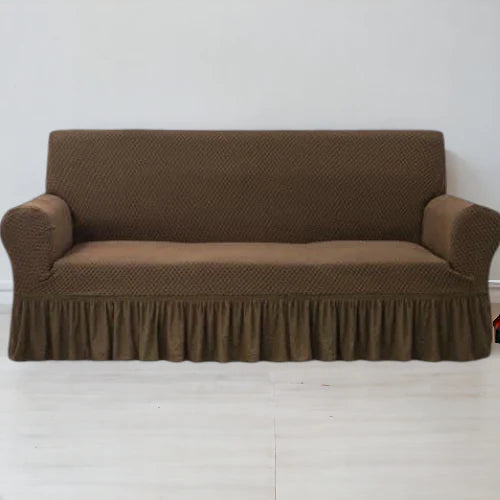 Frill Style Micro Mesh Sofa Cover (Brown Color)