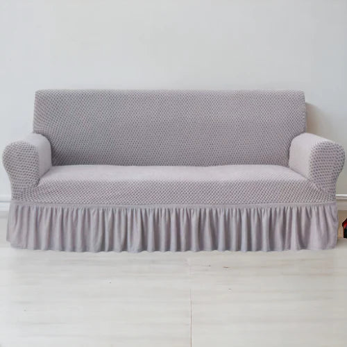 Frill Style Micro Mesh Sofa Cover (Silver Color)