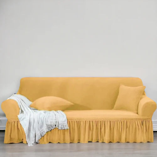 Frill Style Micro Mesh Sofa Cover (Skin Golden Color)